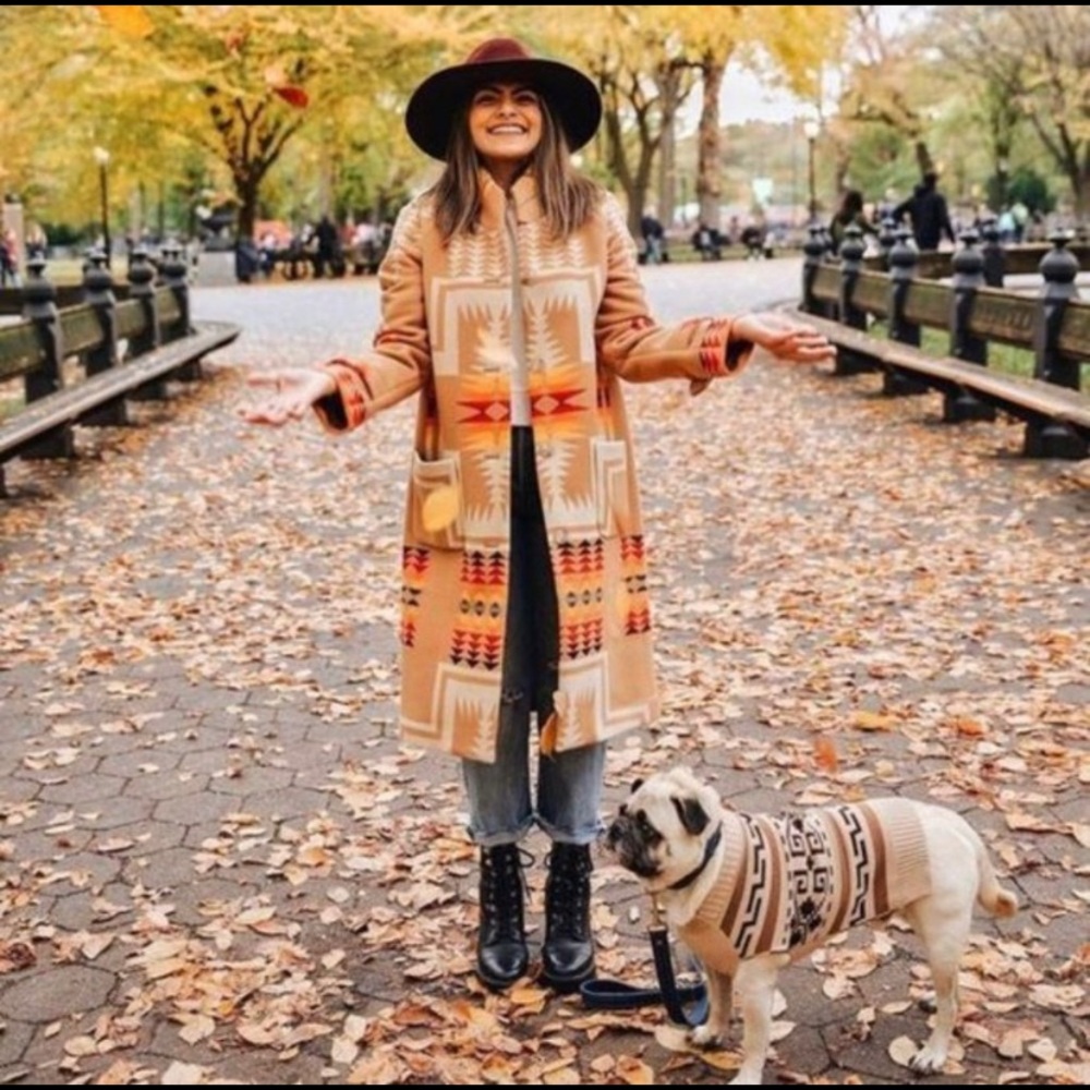 Tribal Inspired Print Western Blanket Trench - Picture 4 of 5